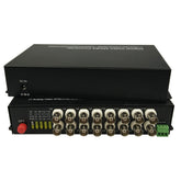 16 port Analog video fiber converters A set. PAL NTSC SECAM video over fiber extenders, FC Singlemode up 20Km for Video monitoring, Security Systems and more
